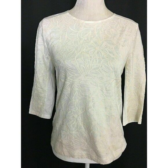J Crew Ivory Floral Embroidered Long sleeve top - Picture 1 of 7